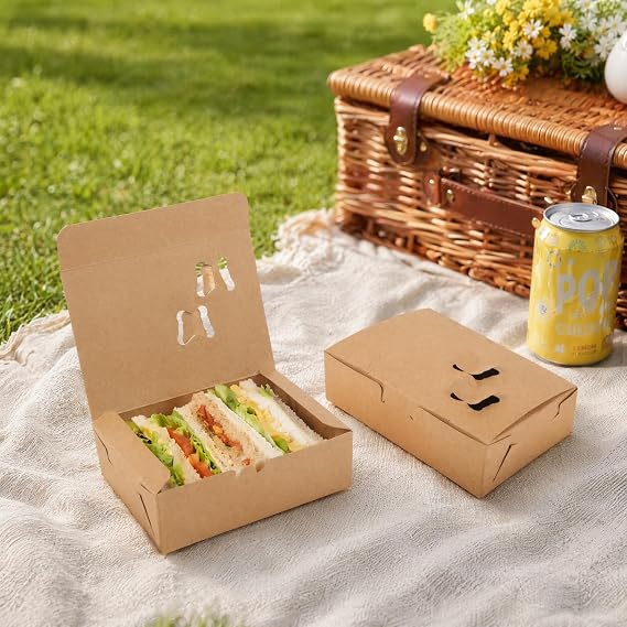 Chicken Paper Boxes 25pcs Nugget Box Sandwich Storage Containers Meal Containers Lids