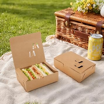 Chicken Paper Boxes 25pcs Nugget Box Sandwich Storage Containers Meal Containers Lids