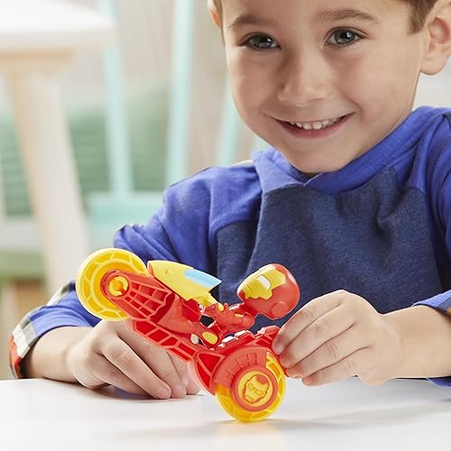 Miniatura 4 de Spidery y sus increíbles amigos, figura de acción de Iron Man y juego de motocicleta de juguete, juguetes preescolares de superhéroes de Marvel para