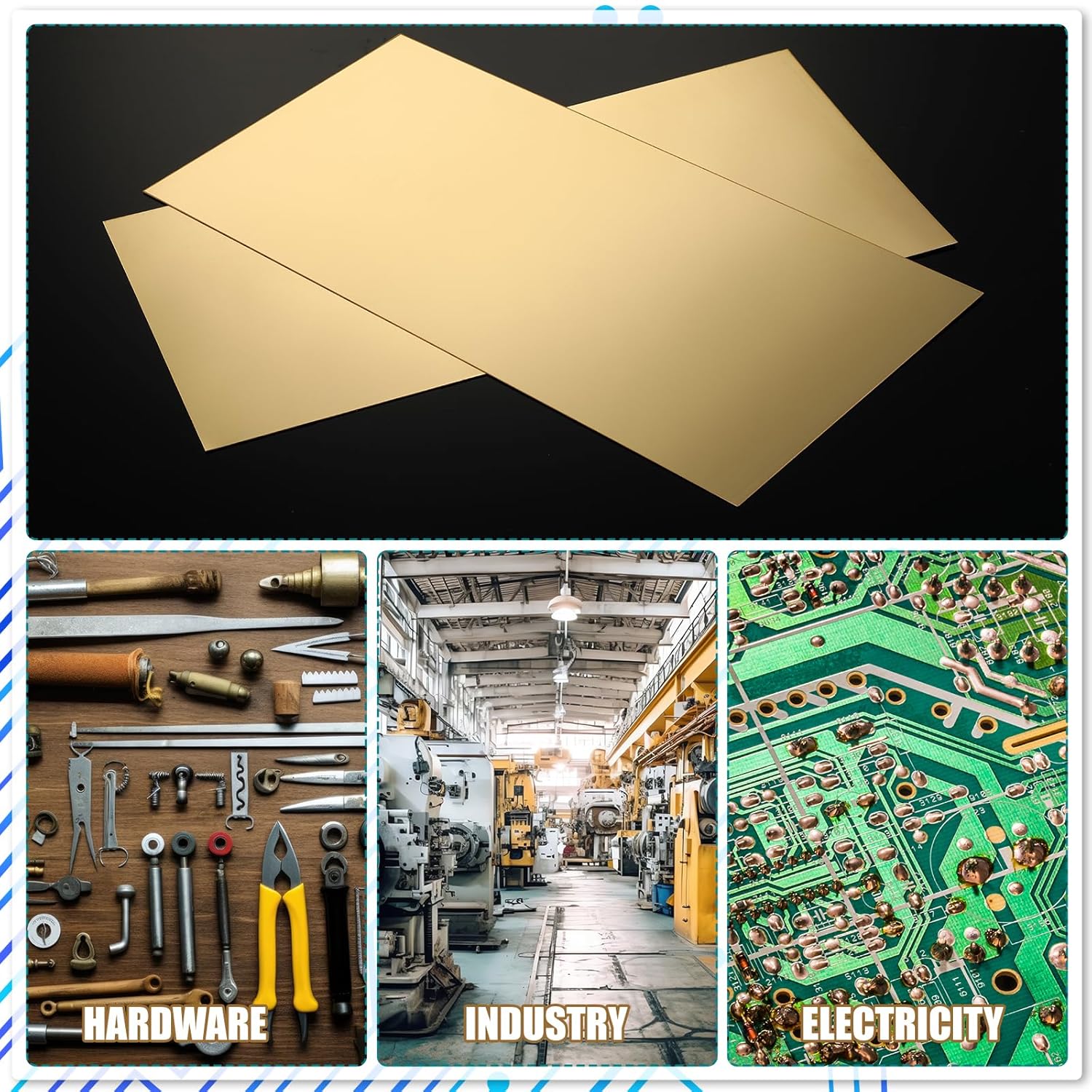 Zonon 4 Pcs Brass Sheet 12 x 6 Inch, 26 Gauge (0.4mm) Thickness Metal Sheets No Scratches Metal Plates for Crafting Carving Stamping DIY Crafts Jewelry Models Repairs Electrical Home Improvement