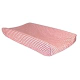 White Chevron Print Changing Pad Cover&comma; Coral Pink