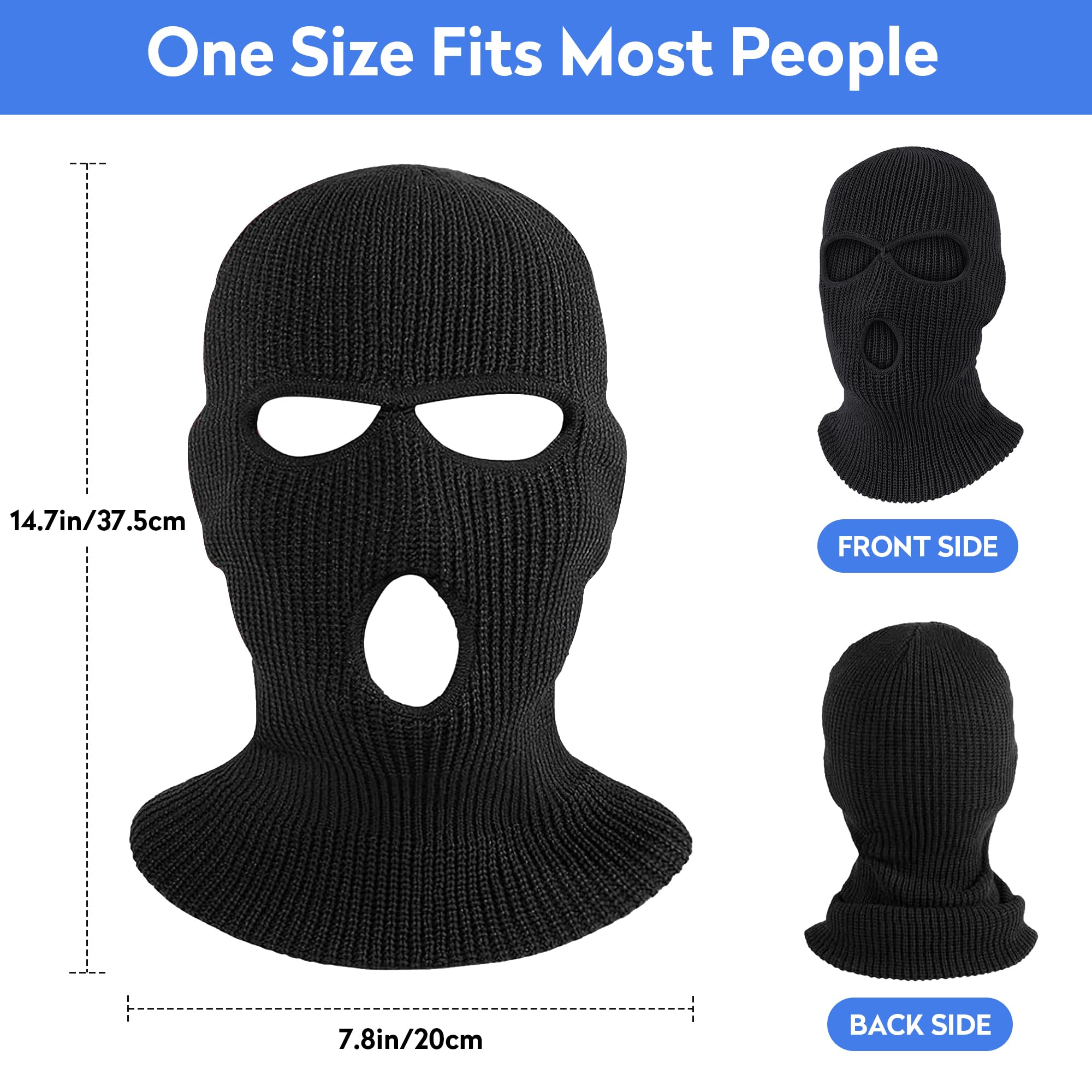 Pukavt 3 Hole Winter Knitted Mask Full Face Cover Ski Mask Warm Balaclava for Skiing Motorcycle Snowboard Fluorescent — view 2