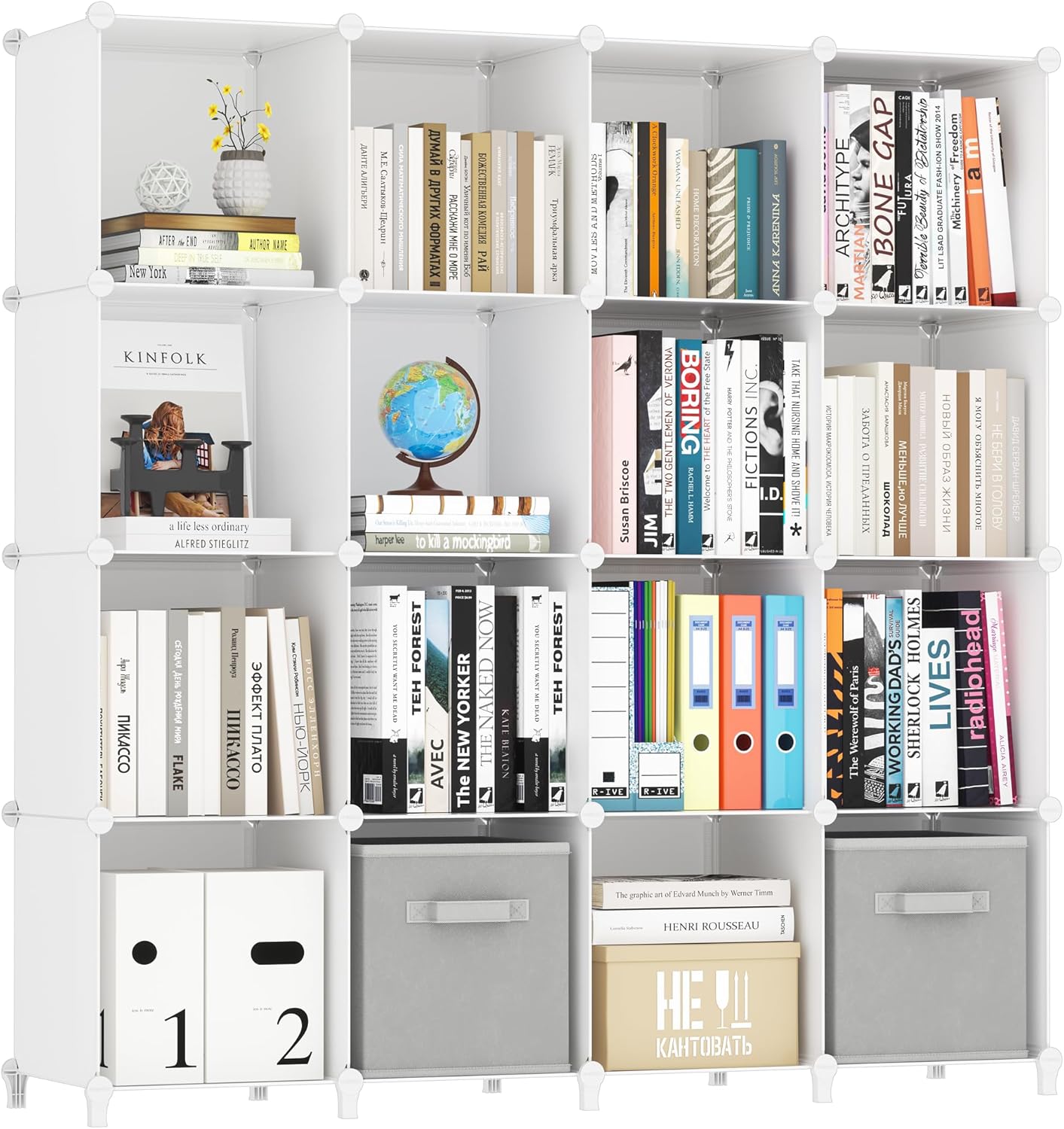 HOMIDEC Book Shelf 16 Cubes Bookcase Bookshelf Cube Storage