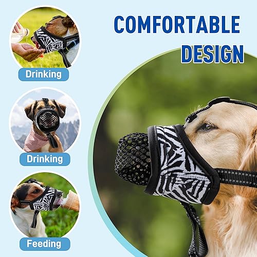 Miniatura 10 de Bozal para perros grandes, antimordeduras, ladridos y lamidos, bozal suave con cubierta de malla extraíble, protector bucal transpirable para perros