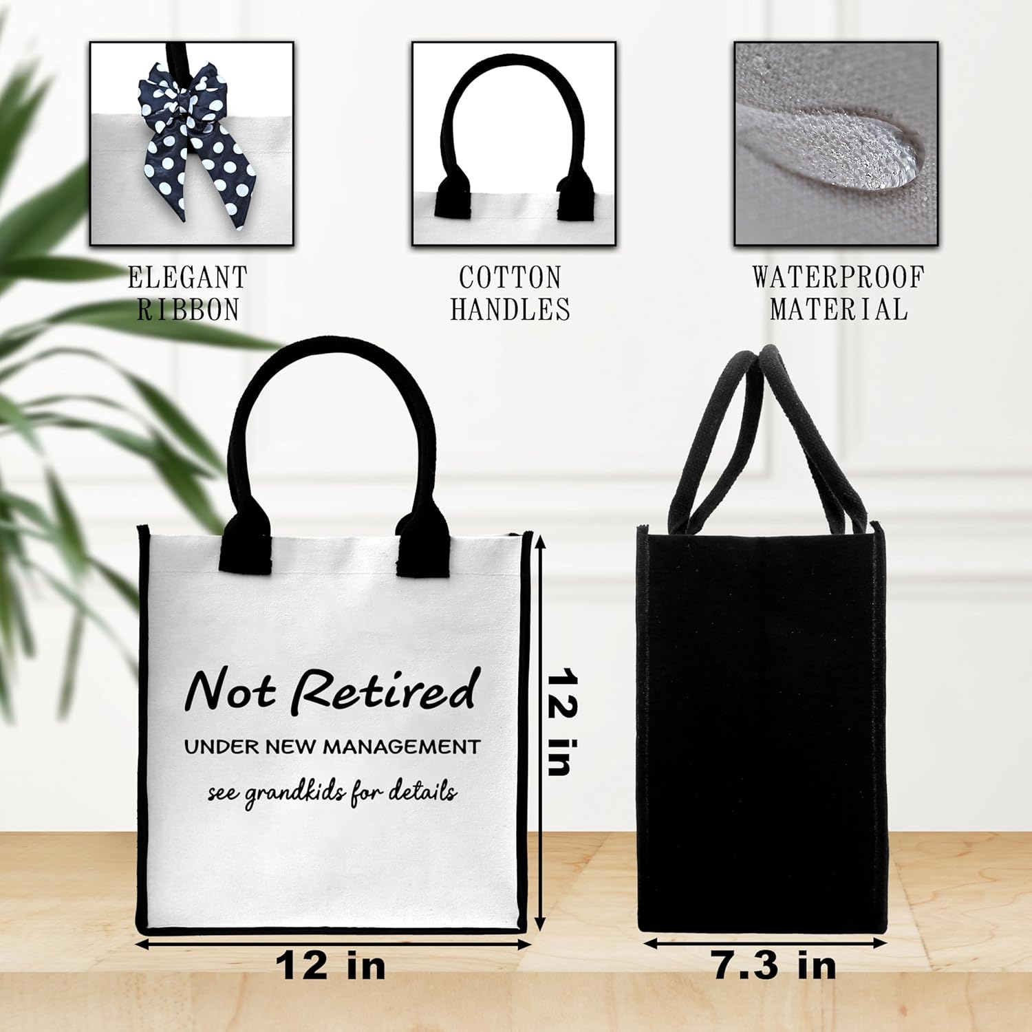 Retired Tote Bag For Women, Not Retired Tote Bag, Grandma Gifts Canvas Tote Bag For Traveling Shopping, Retirement Gift Tote Bag With Ribbon, Tote Bag Gifts For Women Grandma Gigi Nana -13 - Image 3