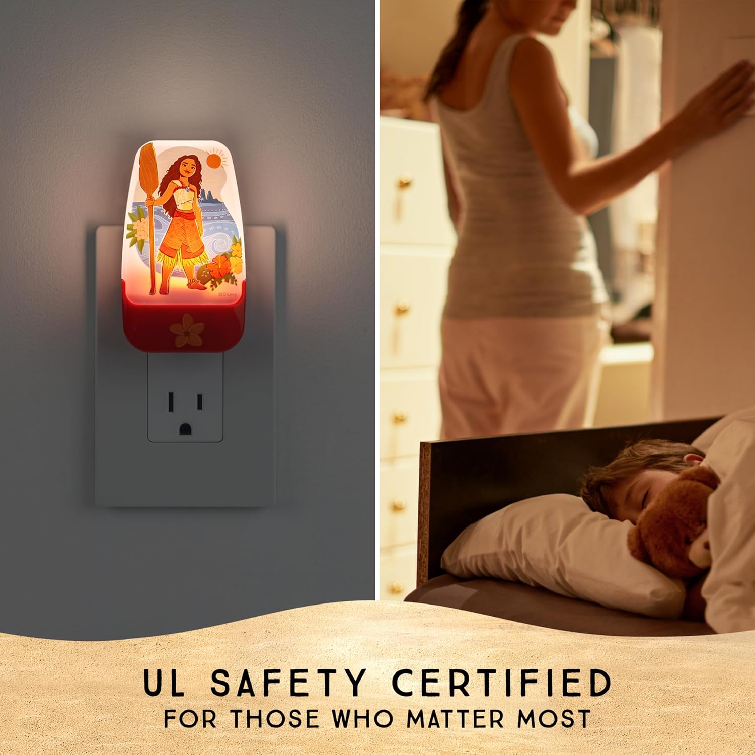 Disney Moana LED Night Lights Plug Into Wall NightLight for Kids Room Decor Ambient Lighting Girls Boys Bedroom Bathroom Light Nursery 85993
