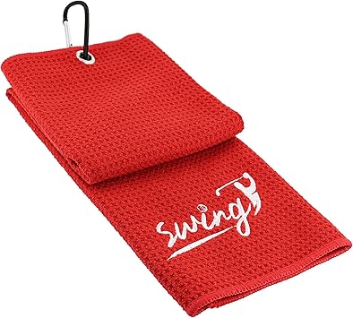 Review Swing Sports Golf Towel with Clip – Waffle Microfiber Golf Towel Tri-Fold Golf Bag Towel for Club, Ball, or Hands