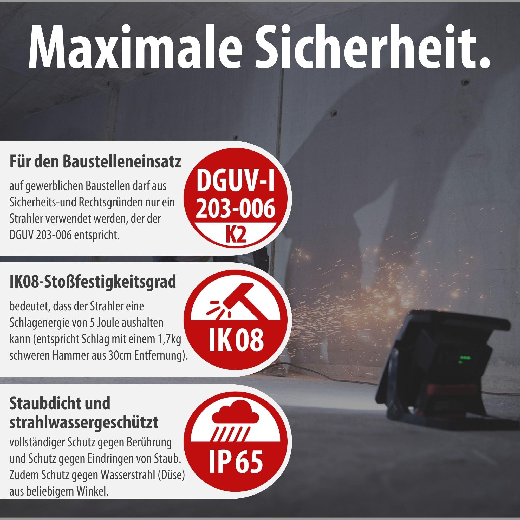 Brennenstuhl Professional Multi Battery Projecteur de chantier LED 4000 MA portable rechargeable/Projecteur LED (40W, 4500lm, IK08, IP65, compatible avec batterie 18V Powertool de 10 fabricants)