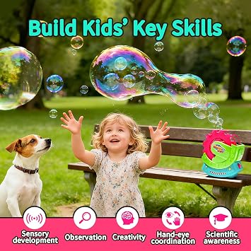 Bubble Machine for Kids,Bubble Blower with 8oz Bubble Solution - Extra Large Bubbles with Bubble-in-Bubble Effects,Bubble Maker Toys for Indoor Outdoor Birthday Party