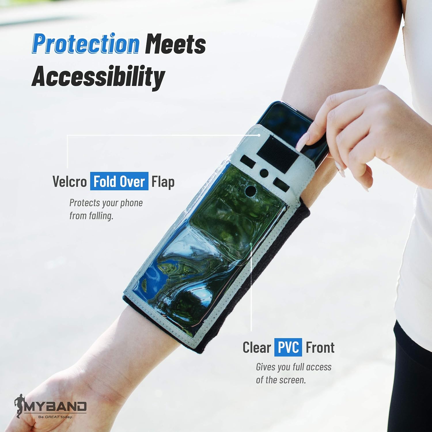 MyBand iPhone Holder for Running - Non Slip Anti-Moisture Armband Running Phone Holder - Case Free Design - iPhone Arm Bands for Exercise – Perfect for Walking, Jogging, Cycling, Hiking : Cell Phones & Accessories
