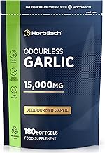 Odourless Garlic Capsules 15000mg | 180 Capsules | High Strength | Odourless Garlic Capsules | by Horbaach