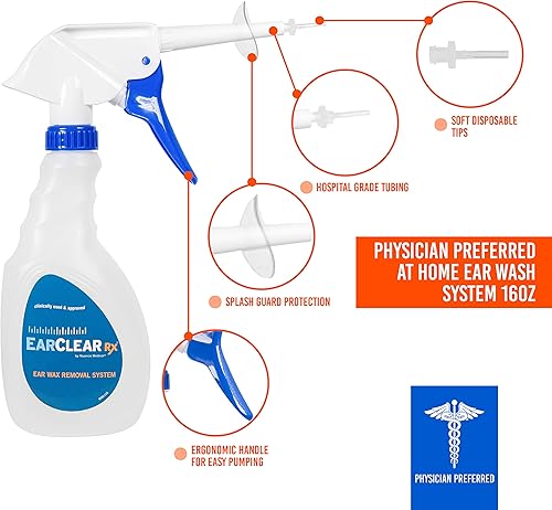 Miniatura 2 de EarClear RX - Kit completo de sistema de lavado de oídos con otoscopio (kit rígido, 3 puntas)