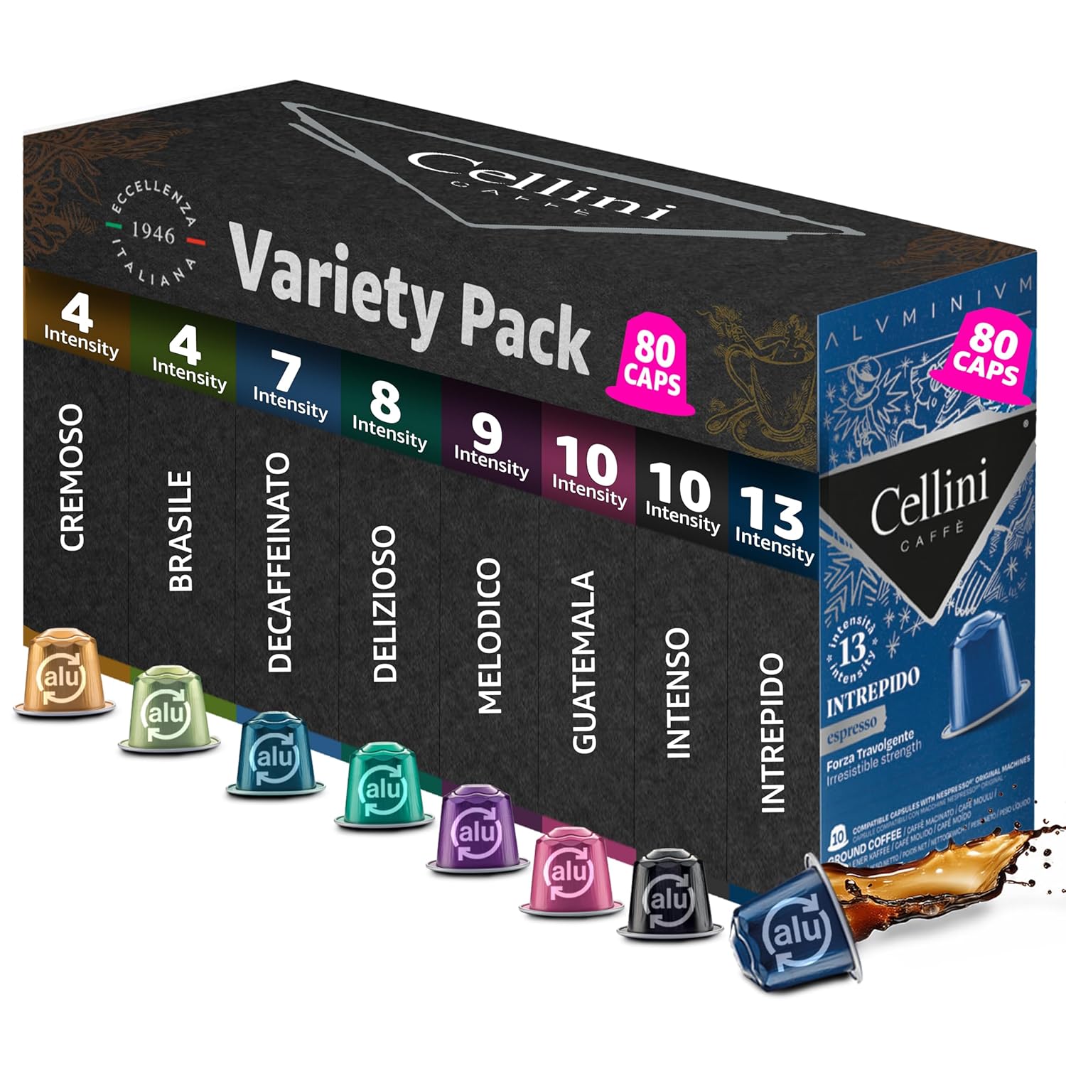 Cellini Nespresso Pods Mixed Variety (80 ct) – 8 Italian flavors