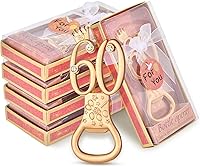 Vista 12 de Boao 50 unidades de abrebotellas de cumpleaños, recuerdos de fiesta, recuerdos de cumpleaños, aniversario de boda para invitados, abridor de Dorado