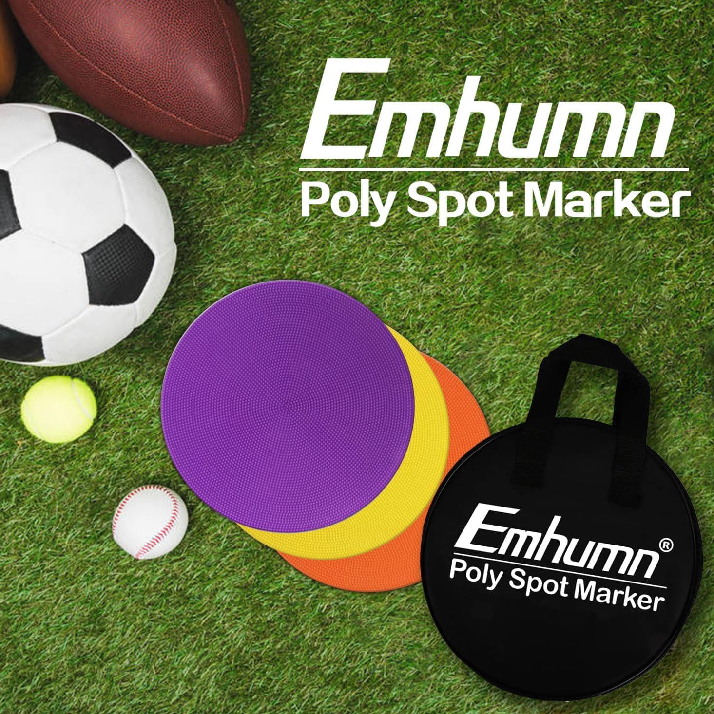 4inch & 9inch Poly Spot Markers for Agility Dot for Gym/PE Training, Dance, 6/12/24 Pcs Round Multiple Color & Size Rubber Non-Slip Spot Marker for Games, Floor Dots and Sport Activities