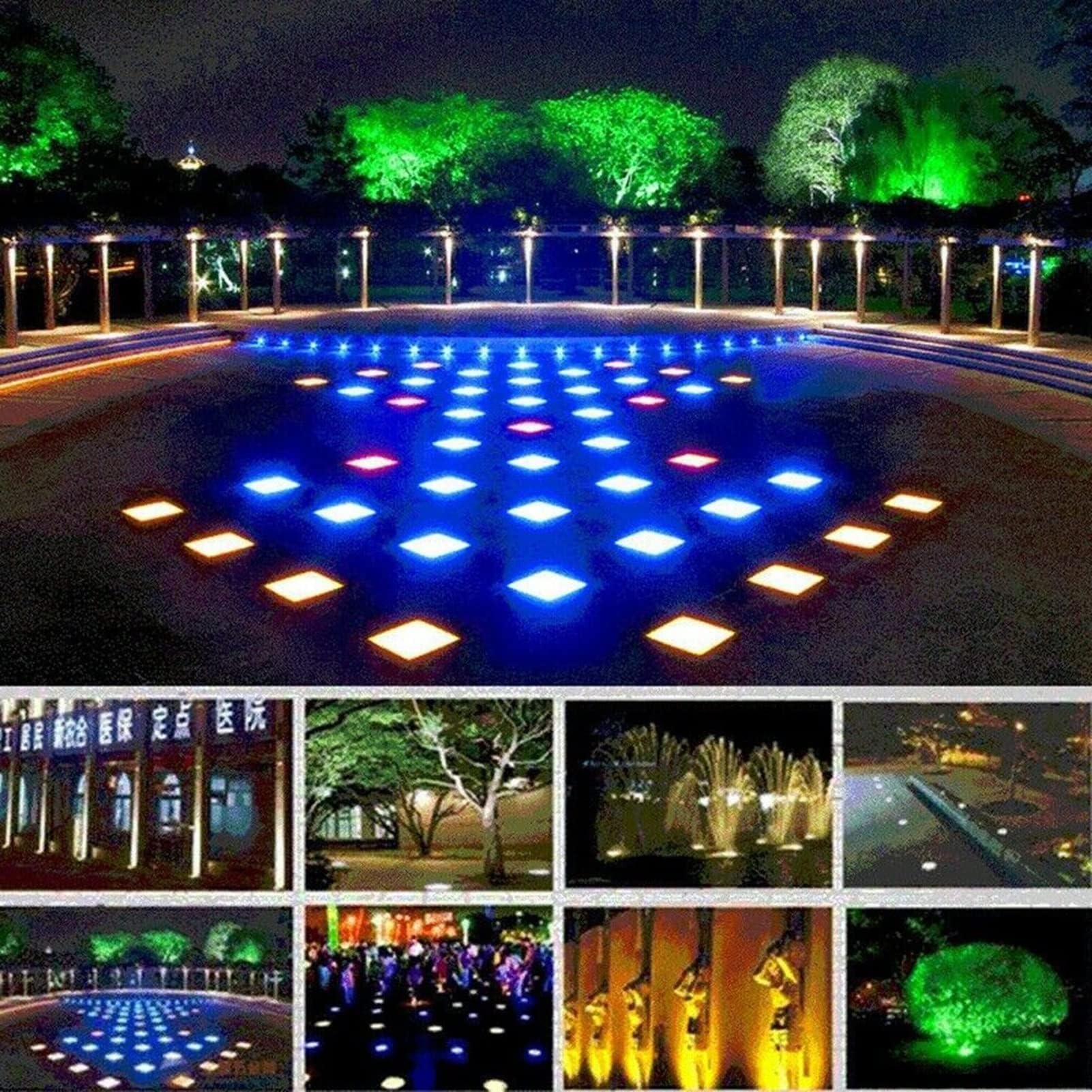 Zewnętrzne wbudowane oświetlenie LED, zakopane oświetlenie ogrodowe, zewnętrzny reflektor LED, wodoodporny reflektor LED IP66, na taras ogrodowy, ścieżki oświetlenia basenów ( Kolor: Jasnożółty
