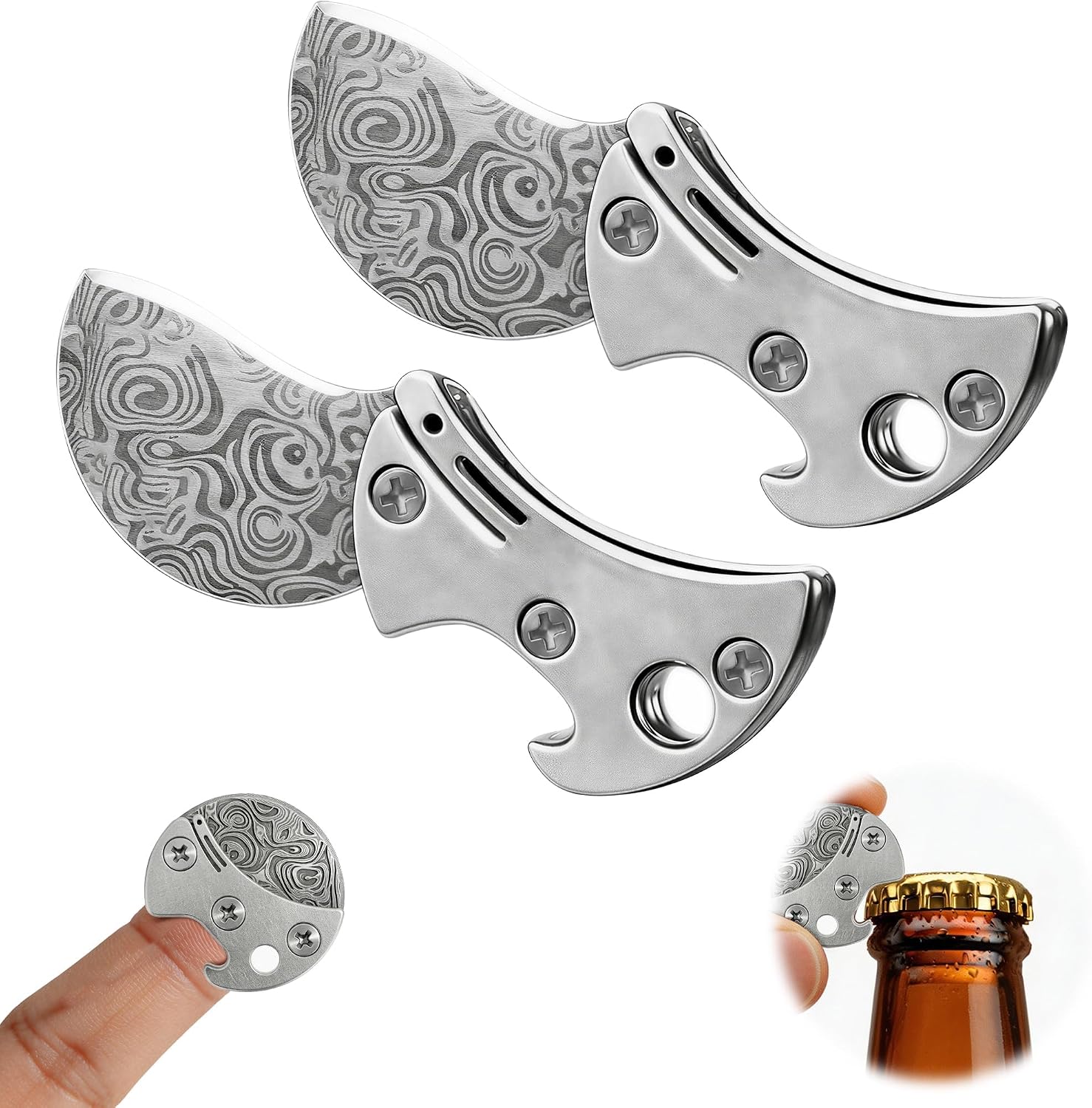 EDC Multitool,Bottle Opener Keychain, Compact Box & Tape Opener for Camping, Everyday Carry (2PCS)