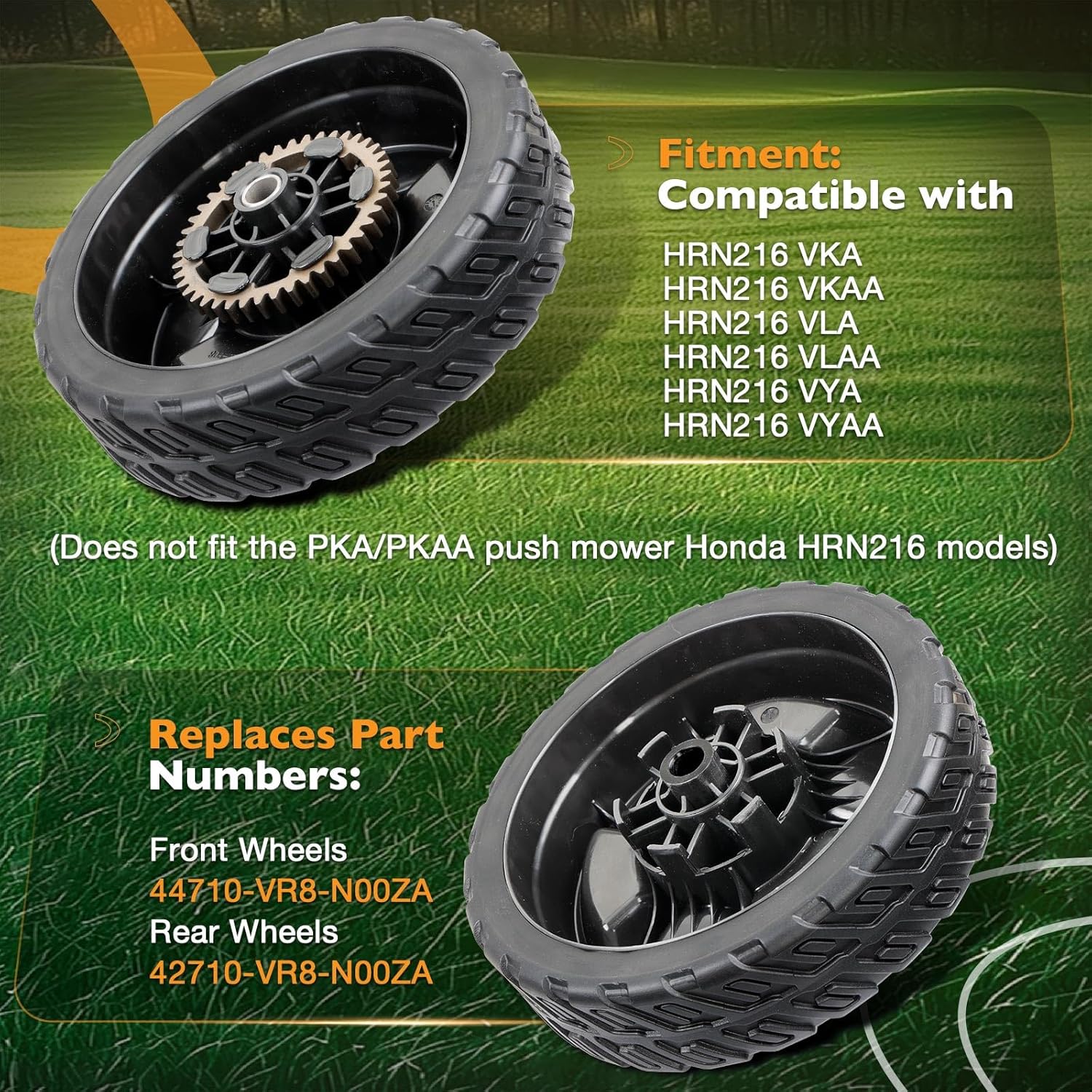 Lawn Mower Wheels Kit 8" Compatible with Honda HRN216 Walk Behind LawnMower, Front Wheels 44710-VR8-N00ZA and Rear Wheels 42710-VR8-N00ZA
