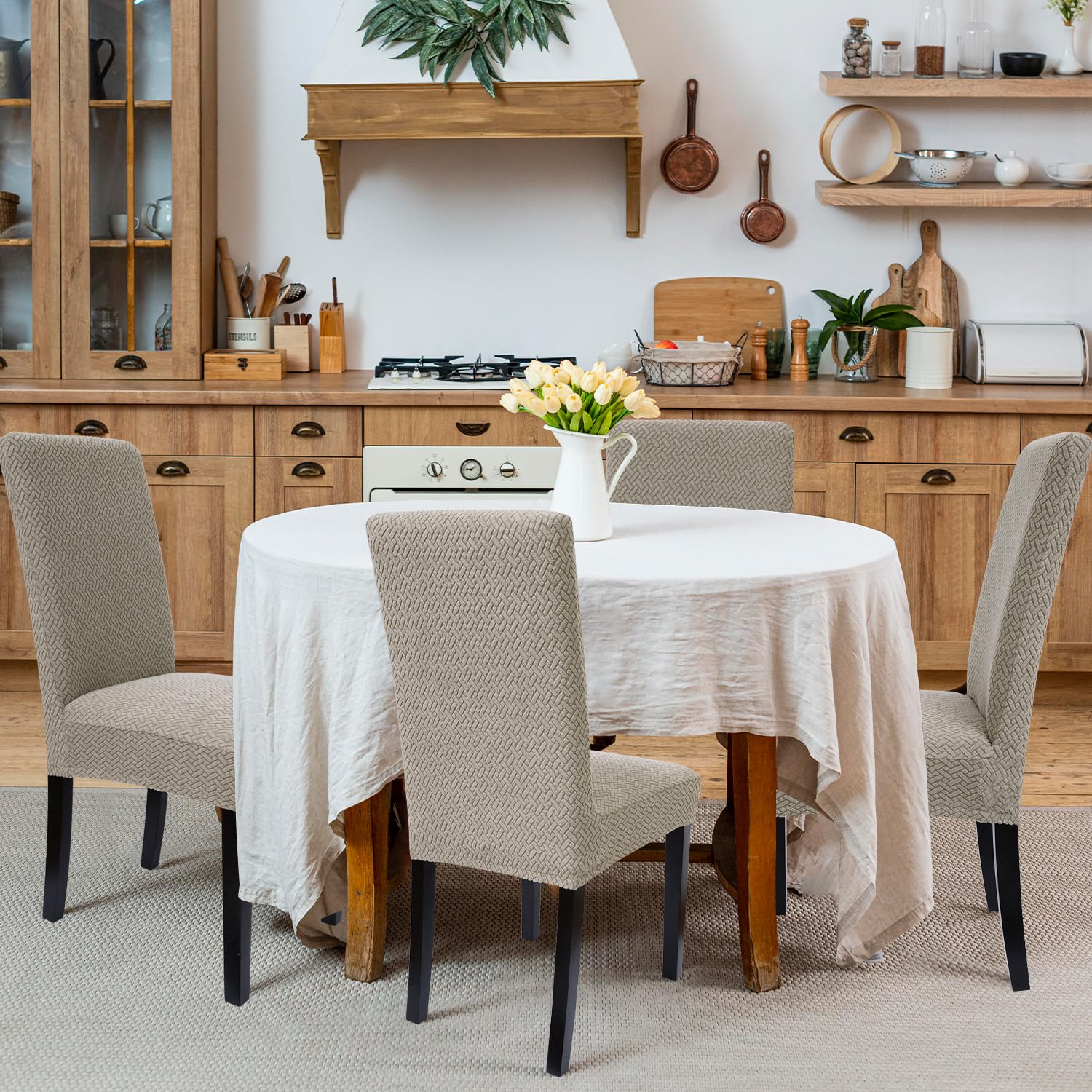 Zindoo Super Stretch Dining Room Chair Covers Jacquard - Image 2