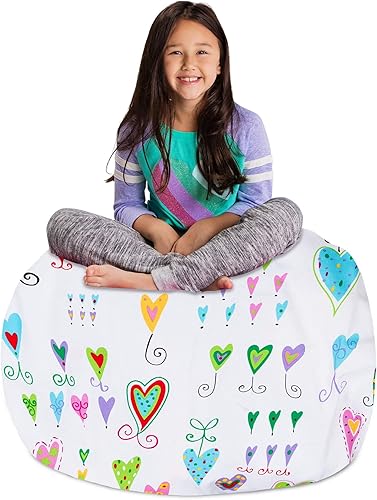 Miniatura 364 de Posh Stuffable - Sillón puff con almacenamiento para niños, contenedor de animales de peluche, organizador de juguetes de niños Lienzo Burbujas Azul