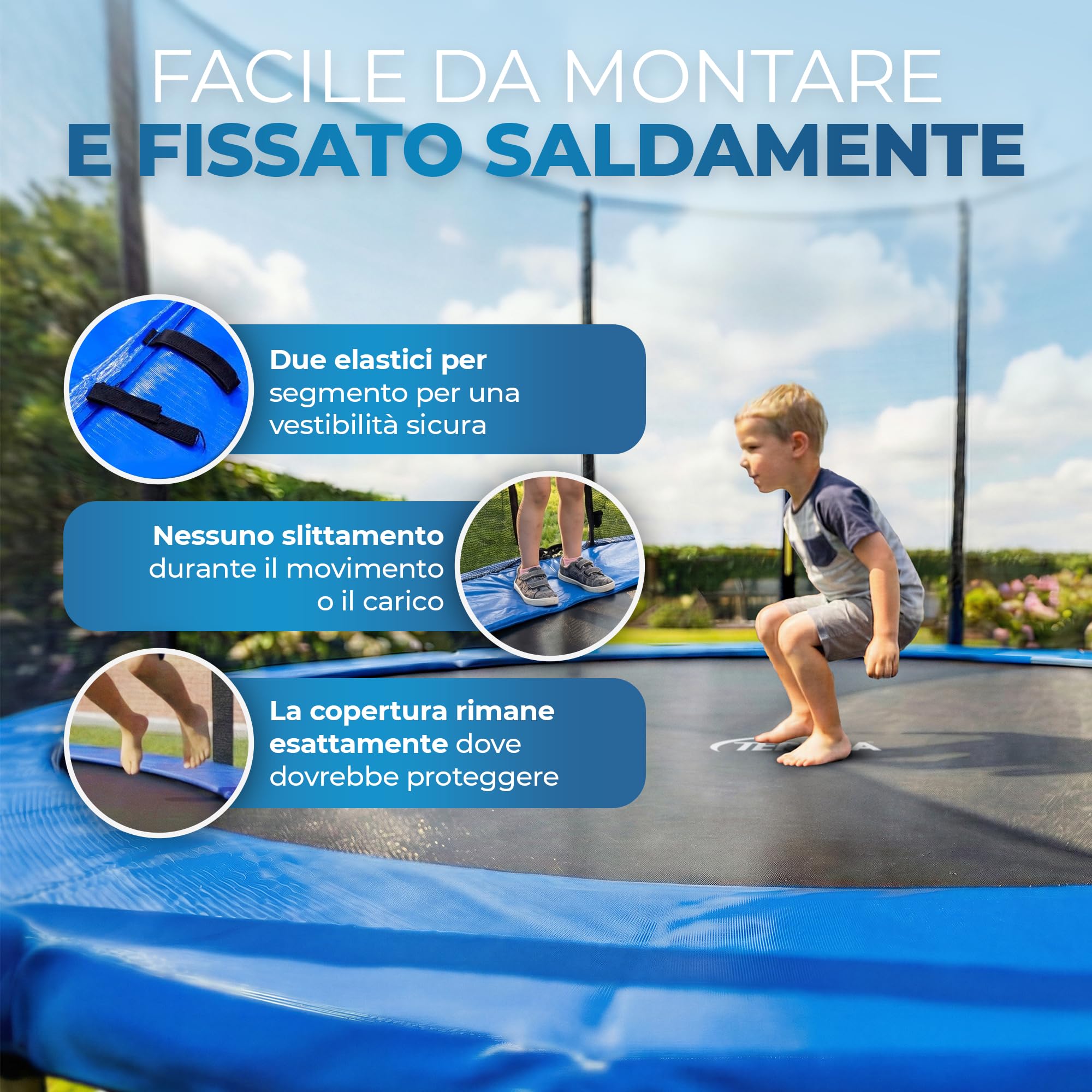 Copertura per bordo del tappeto elastico, di alta qualità, imbottitura extra spessa, resistente ai raggi UV, accessorio per trampolino, diametro 244, 305, 366, 396, 427 cm