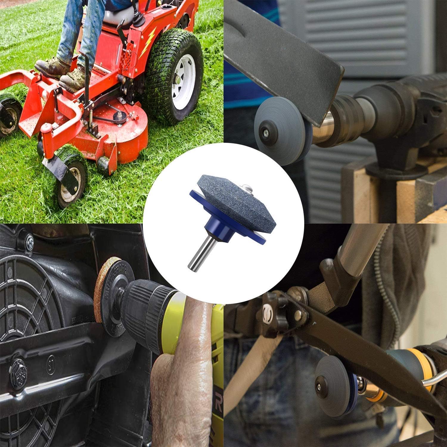 JAHUL Lawn Mower Blade Sharpener for Power Drill Hand Drill - 3 Pack
