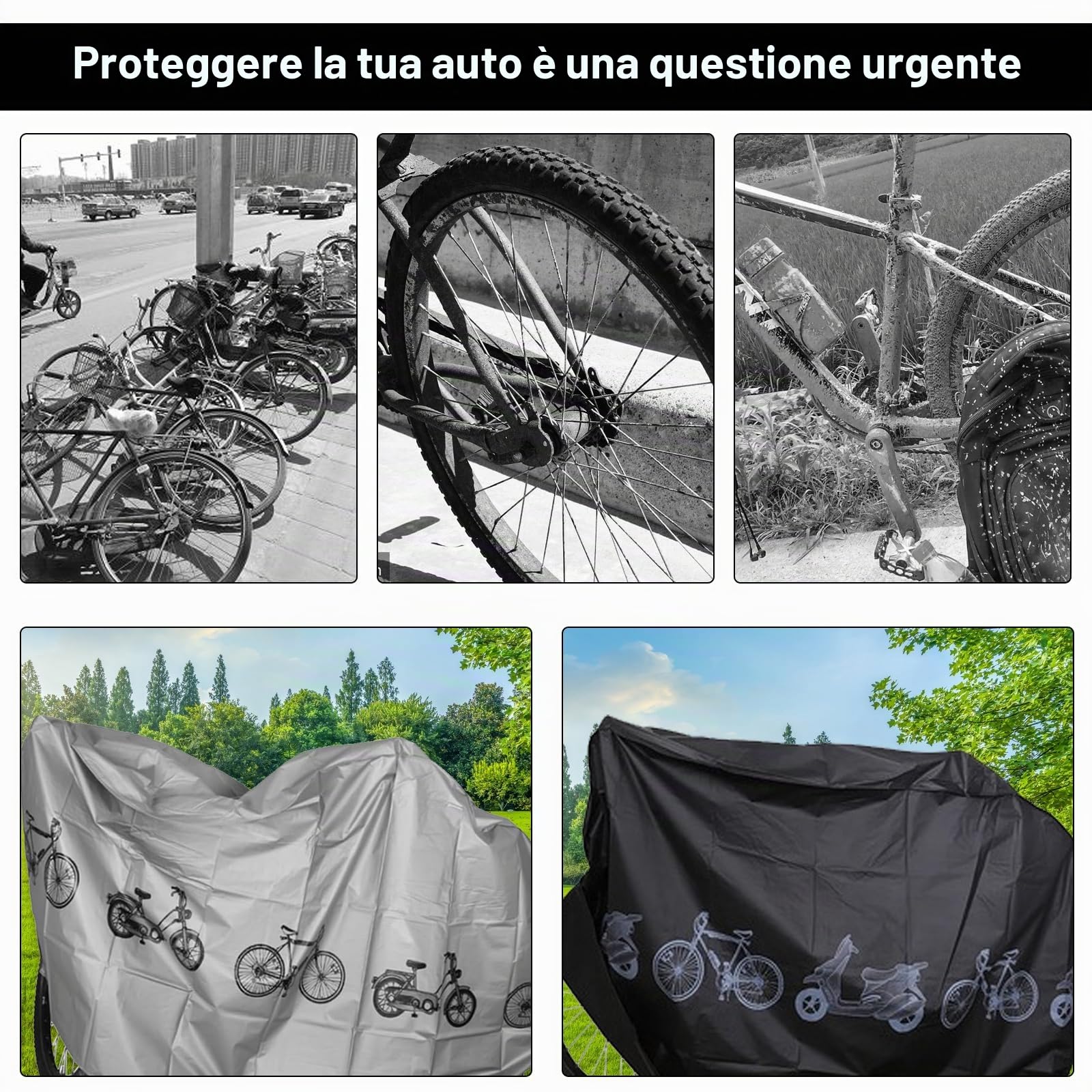 2 Pezzi Telo Copri Bicicletta da Esterno UV Impermeabile Copri Bicicletta da Esterno, Copribicicletta Esterno Impermeabile, Telo Bicicletta da Esterno, Copri Scooter da Esterno Telo Copribici