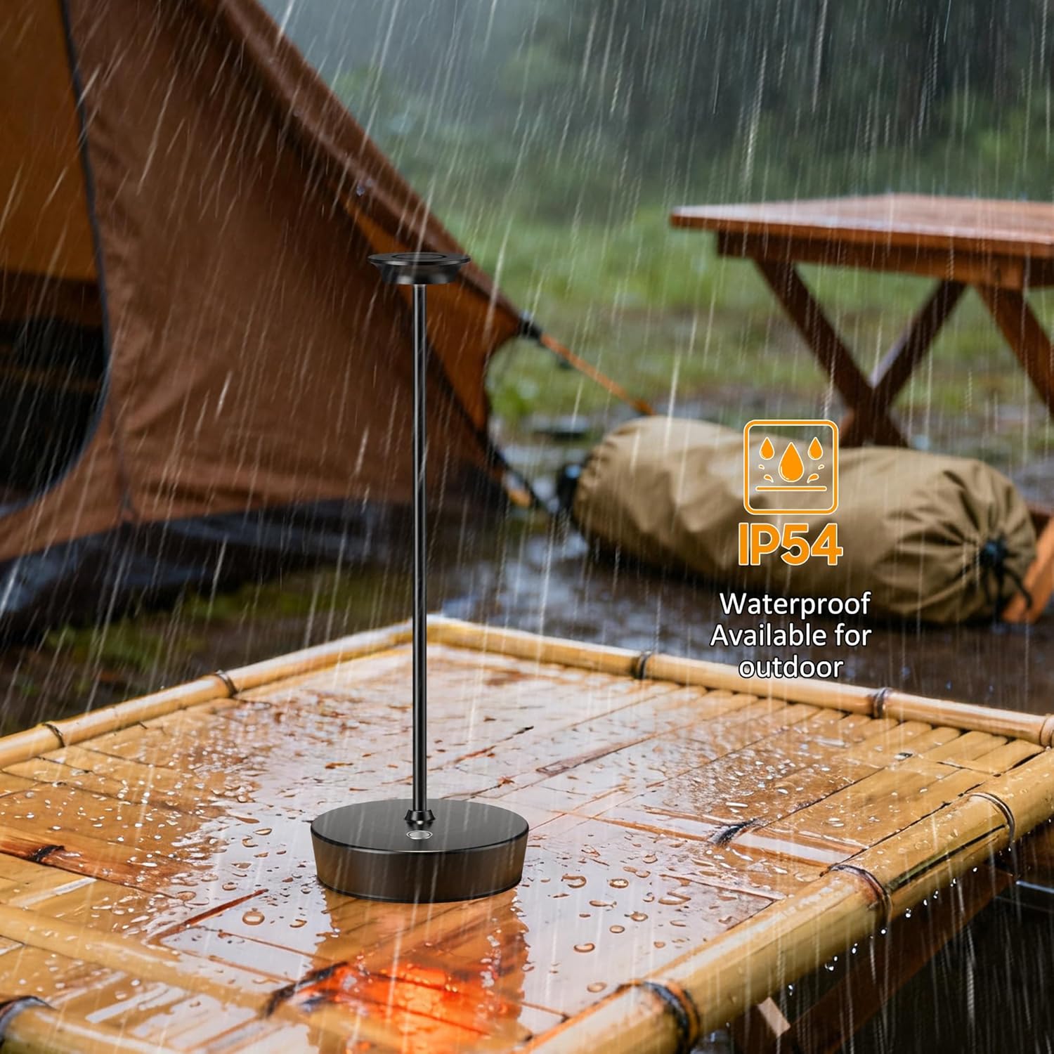 YHT Cordless LED Table Lamp, Outdoor Portable LED Table Lamp,Dimming 6000mAh Battery Waterproof Table Light for Restaurant, Patio, Dinner, Bedroom (Black)