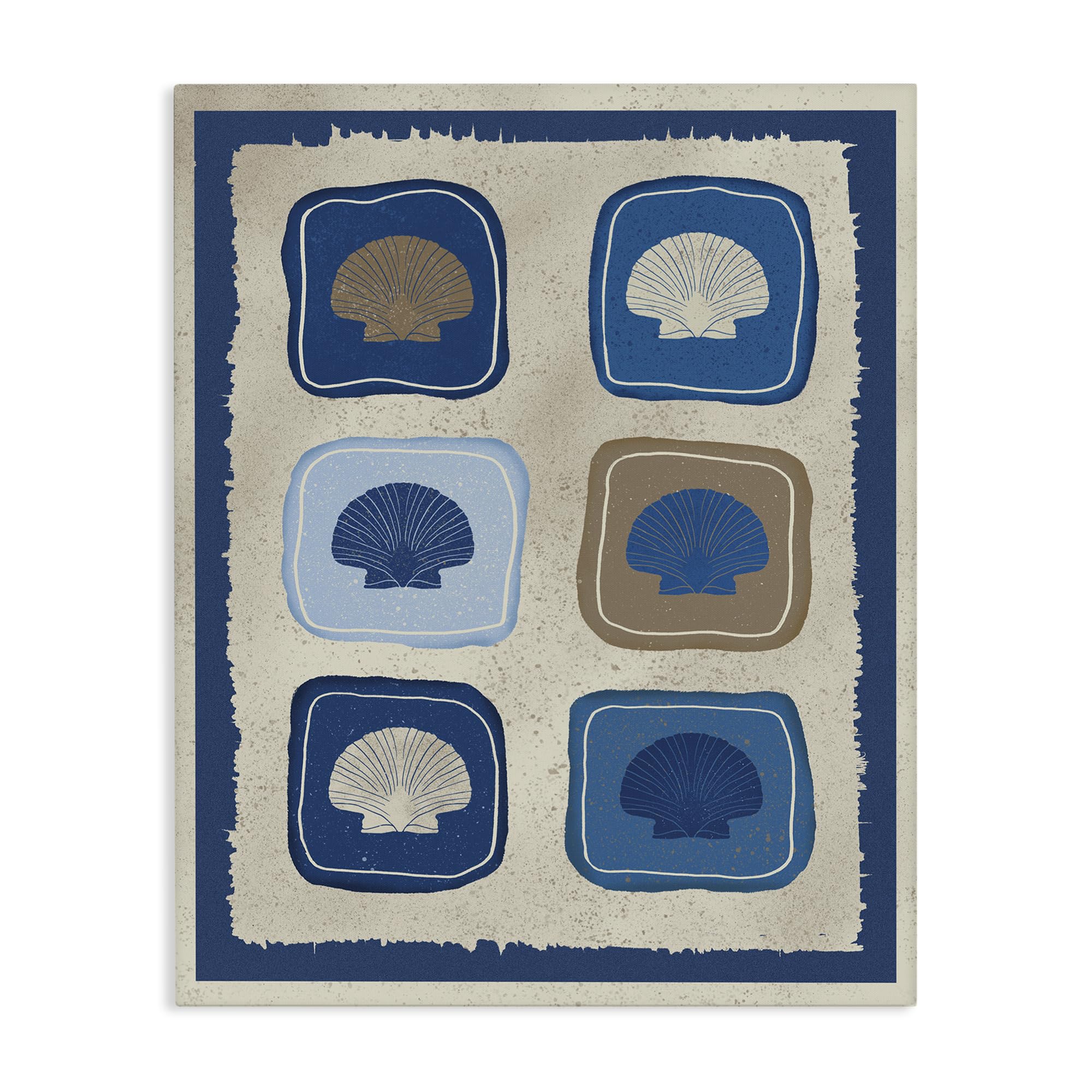 Stupell Industries 'Nautical Block Shells', Canvas Art, 16 x 20 Inches, Easy to Hang and Sturdy, Made in USA, by Julia Frost