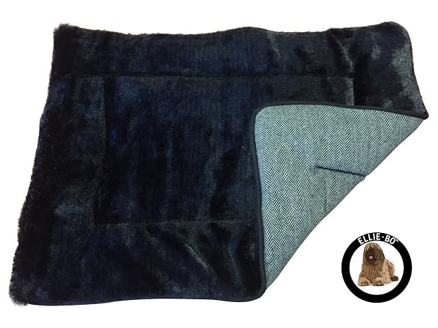 Foto 3 de 6 de Ellie-Bo - Cama reversible de tweed y piel sintética negra para jaulas y cajas pequeñas de 61 cm…
