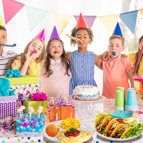 Miniatura 6 de Umigy 100 platos de plástico divididos de 10 pulgadas, 3 compartimentos a granel, coloridos platos desechables resistentes para el día de San