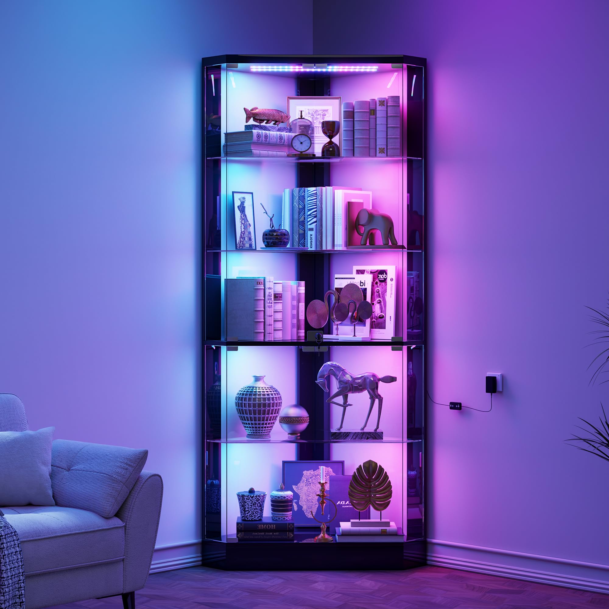 vitrine en verre éclairage rgb