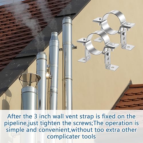 Miniatura 6 de Paquete de 2 correas de pared ajustables para chimenea de tubo de 3 pulgadas