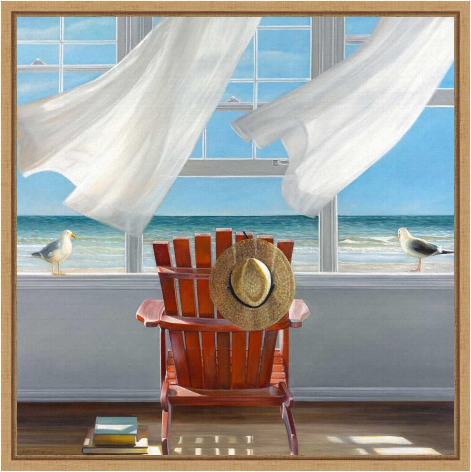 Amanti Art Framed Canvas Wall Art 30x30 Lookout by Karen Hollingsworth, Framed Wall Art Canvas, Beach Artwork, Country Rustic Decor, Large Poster Painting for Living Room, Bedroom, Bathroom, Kitchen,