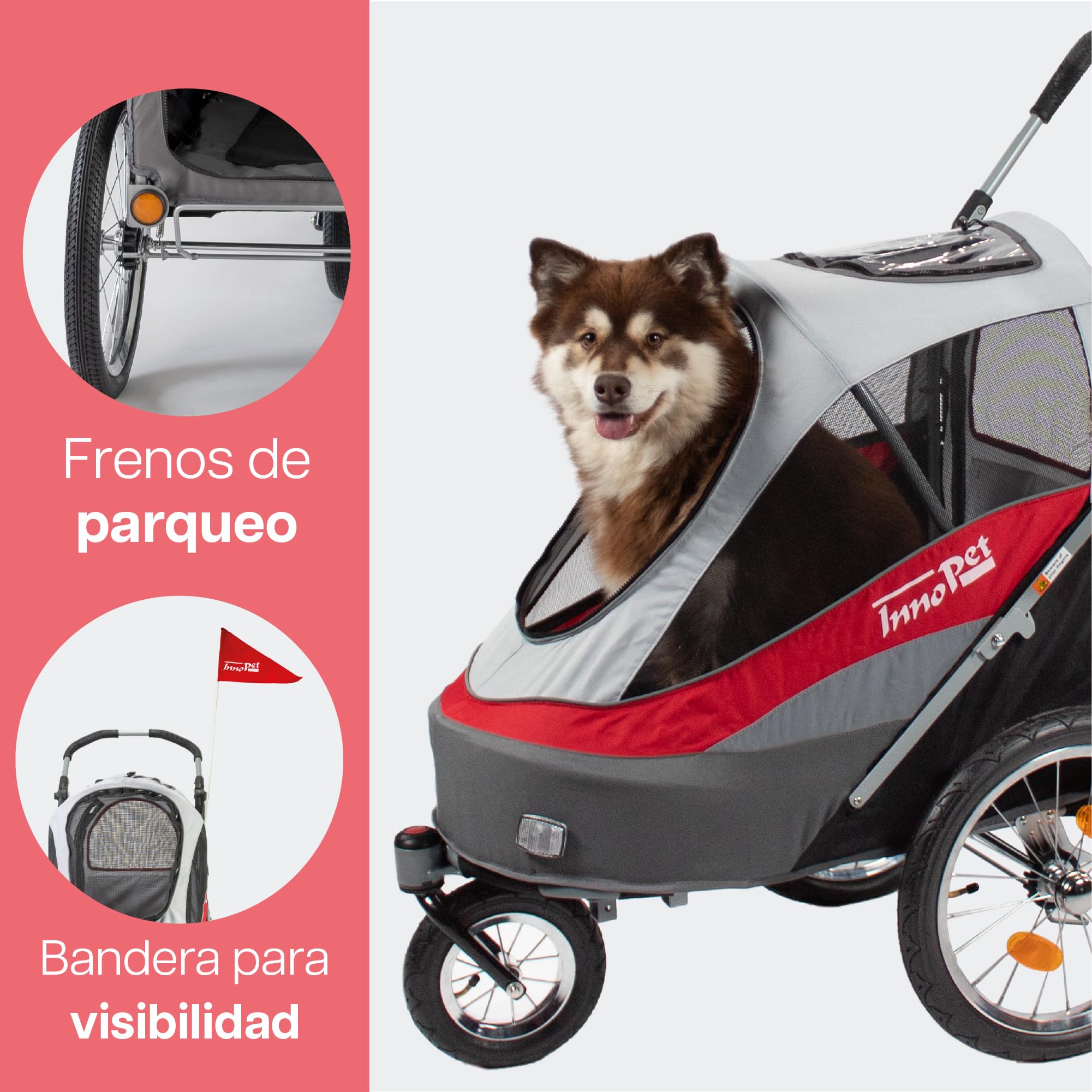 Innopet Pet Stoller,IPS-055/AT, Free Rain and Wind Cover, Dog Carrier, Trolley, Trailer, Sporty. Pet Buggy, Pushchair, pram for Dogs and Cats