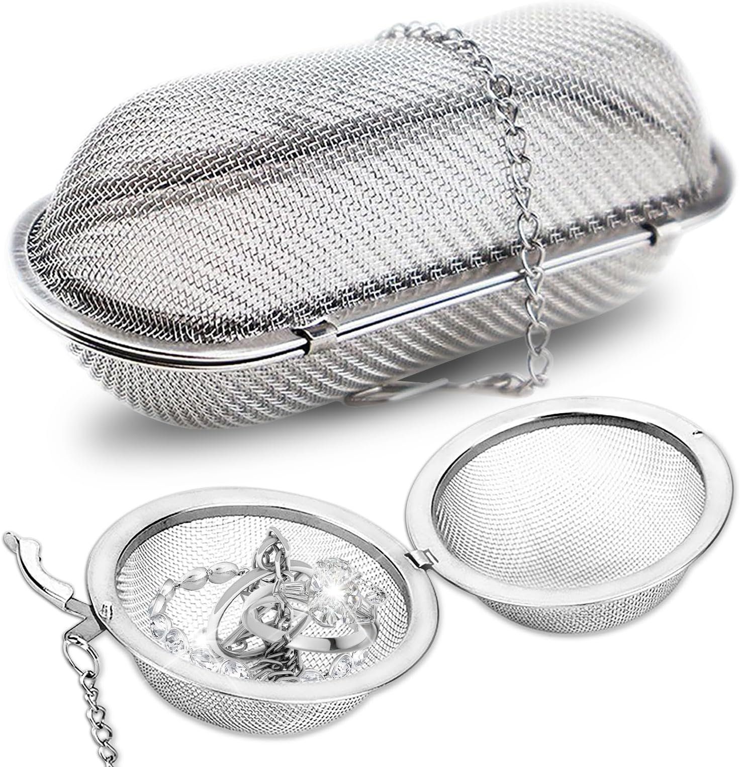 IffityaUltrasonic Cleaner Basket, 2Pcs Stainless Steel Basket for Ultrasonic Jewelry Cleaner, Jewelry Steam Cleaner Basket Small Parts Washing Basket for Jewelry, Watch Parts
