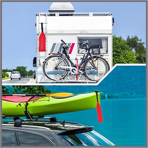 Miniatura 9 de Frienda Bandera de viaje de seguridad de 2 piezas para kayak, canoa, bandera de advertencia roja con cincha para kayak, SUP, remolque, canoas,