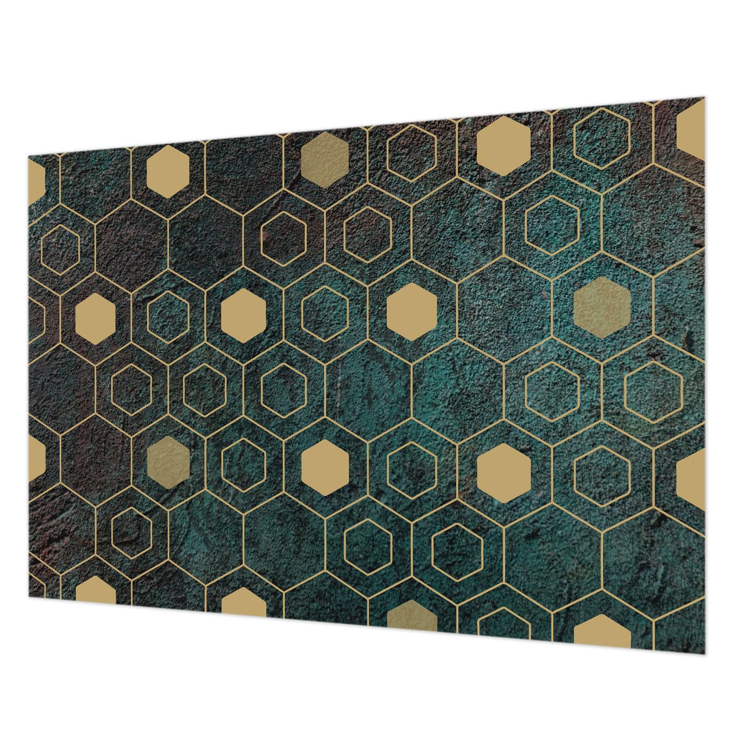 Décor mural intissé avec colle incluse papier peint hexagones géométriques salon