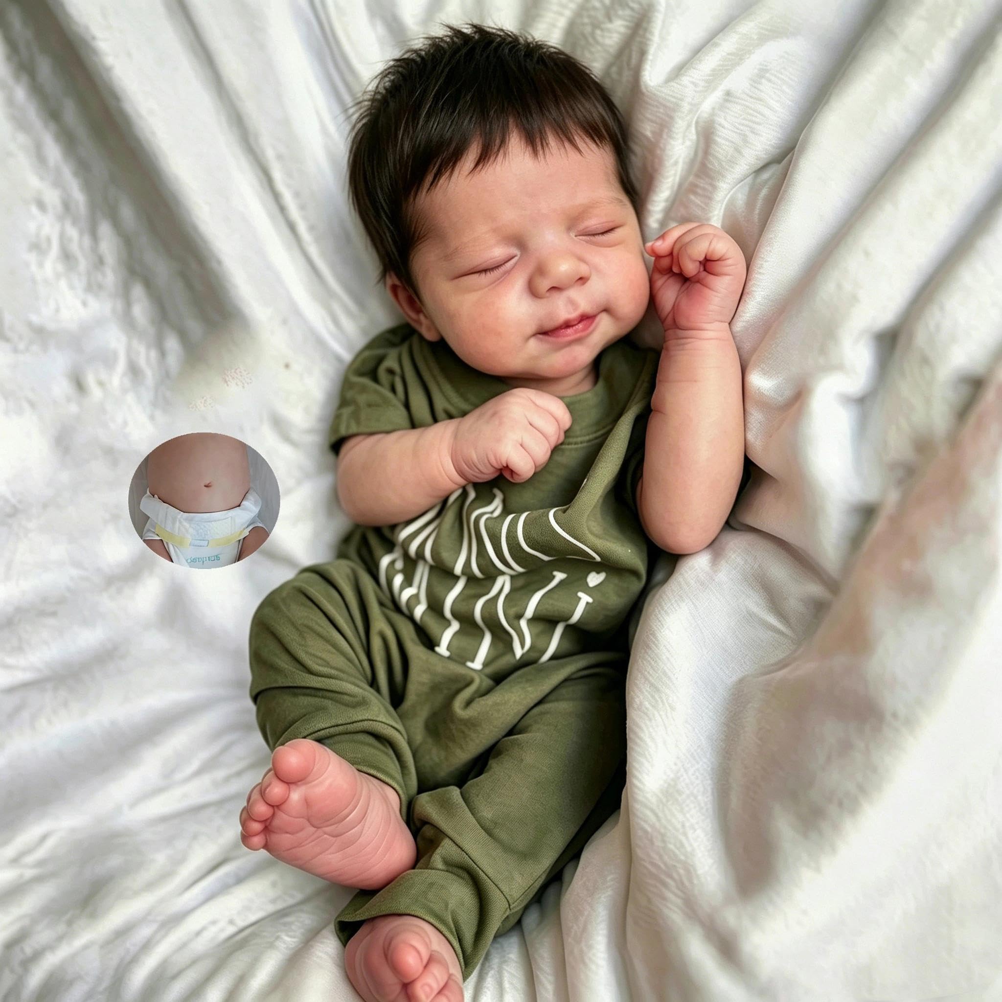Anano Reborn Baby Vollsilikon Lebensecht,18 Zoll Stoff Puppen Echte Baby Puppe,Babypuppen Wie Echt Neugeborene Im Wirklichen Leben EIN Geburtstagsgeschenk Für Das Kind