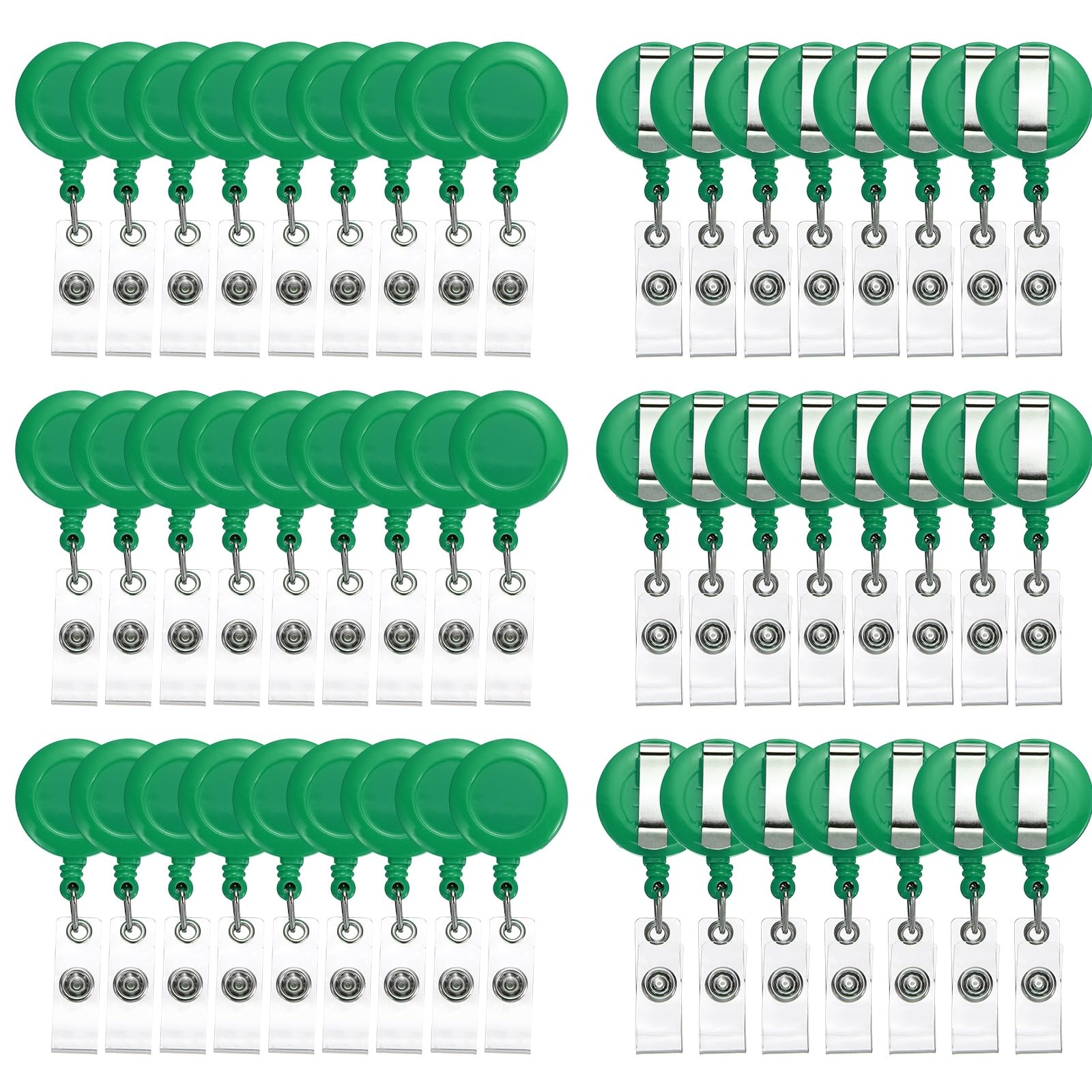 PATIKIL 50 Pcs Badge Reel, Retractable Badge Clip, ID Card Holder Reel with Swivel Alligator Clip for Teacher Employees Office Supplies, Dark Green