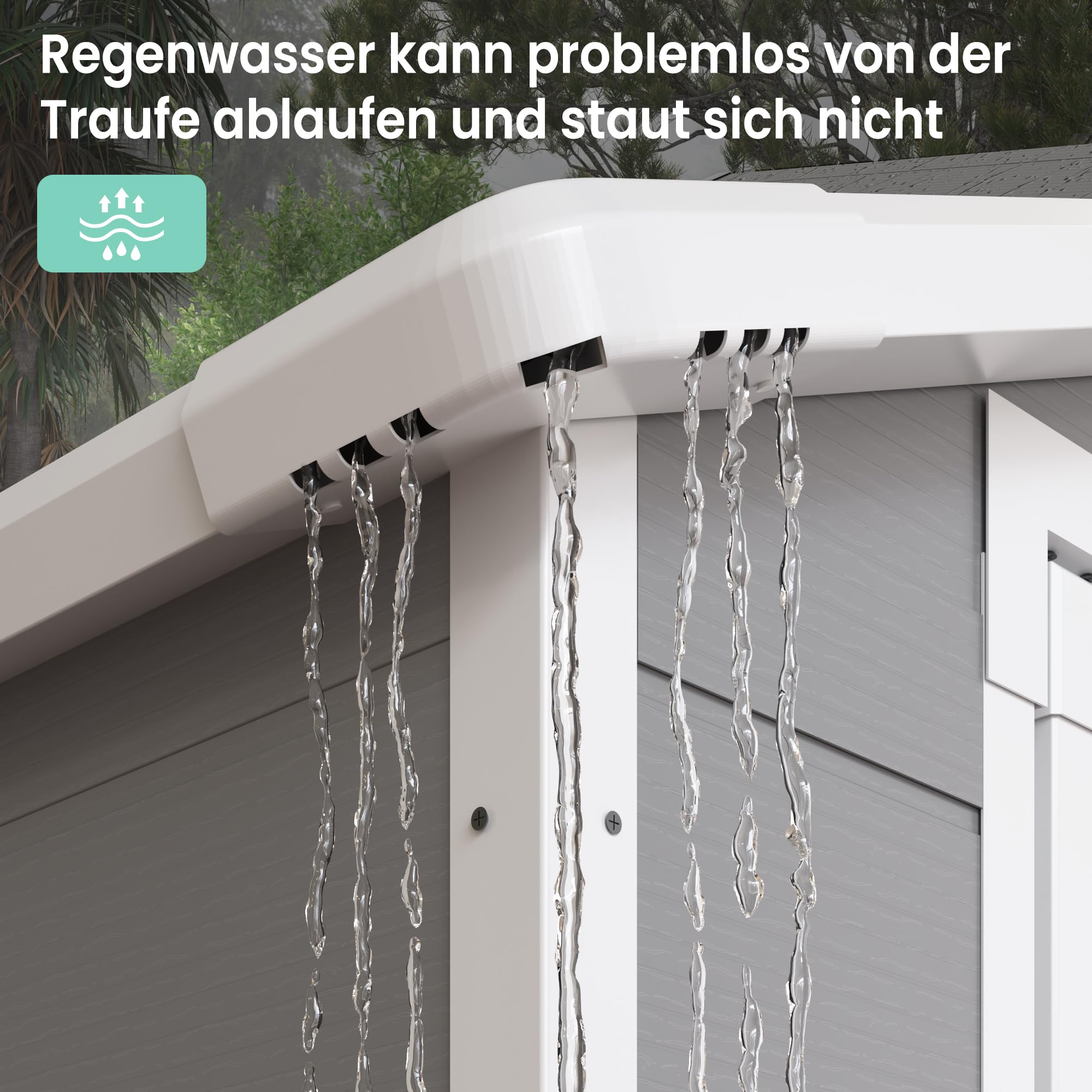 UDPATIO Gartenhaus wetterfest 183 x 137 x 210 cm, 3.9 m³, Kunststoff-Harz außerhalb Schuppen & Outdoor-Lagerung für Mülleimer,Rasenmäher mit abschließbarer Tür für Rasen, Terrasse, Grau & Weiß