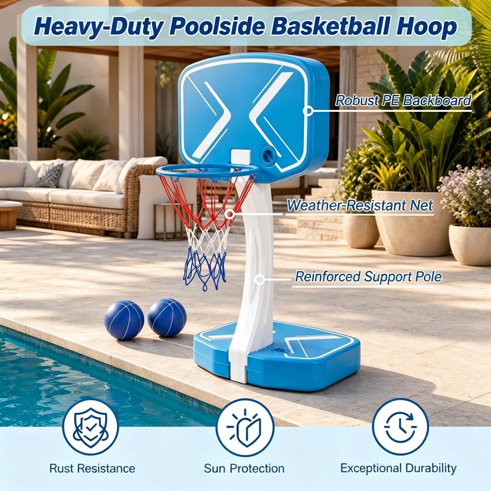 LIFEZEAL Volleyballnetz und Basketballkorb für Pool