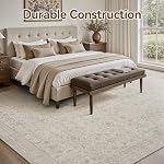 Zone Rug-Carpet 5X7 Rugs pour Salon Machine Lavable Rug Soft Non Slip Rug Vintage pour Salon Chambre à manger Bureau Beige