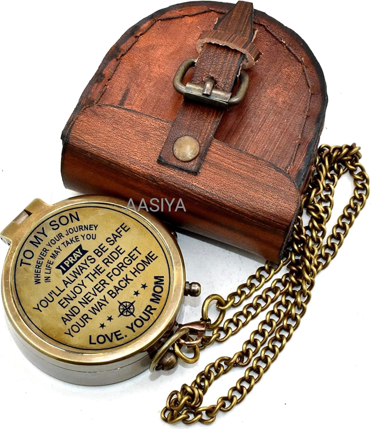 to My Son I Pray Love Your Mom 真鍮アンティークポケットコンパス レザーケース付き 誕生日ギフト Lo