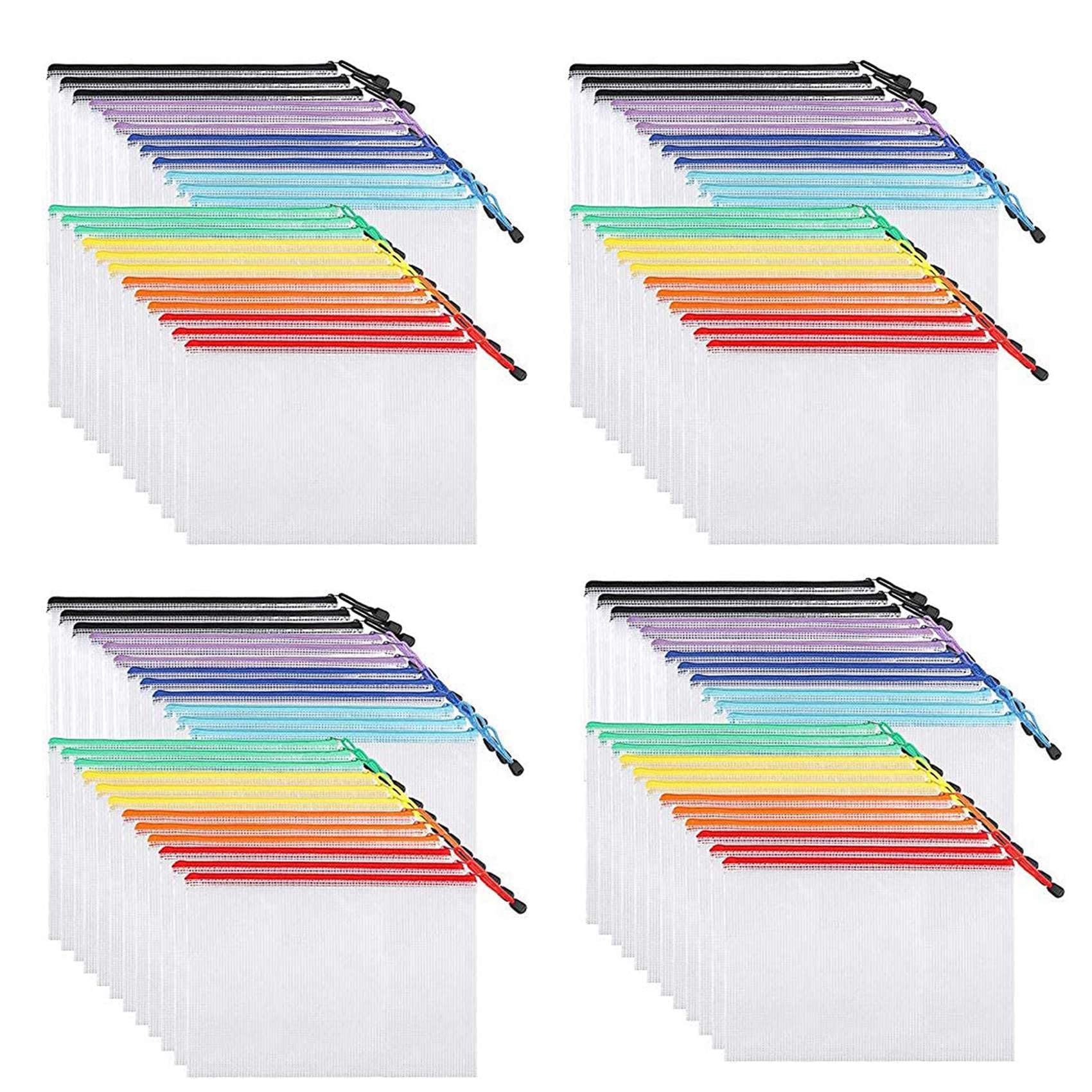 96PZ Borsa per Documenti con Cerniera nel Rete, Cartelle di File con Cerniera nel Plastica, Formato Lettera/Formato A4, per Forniture per Ufficio