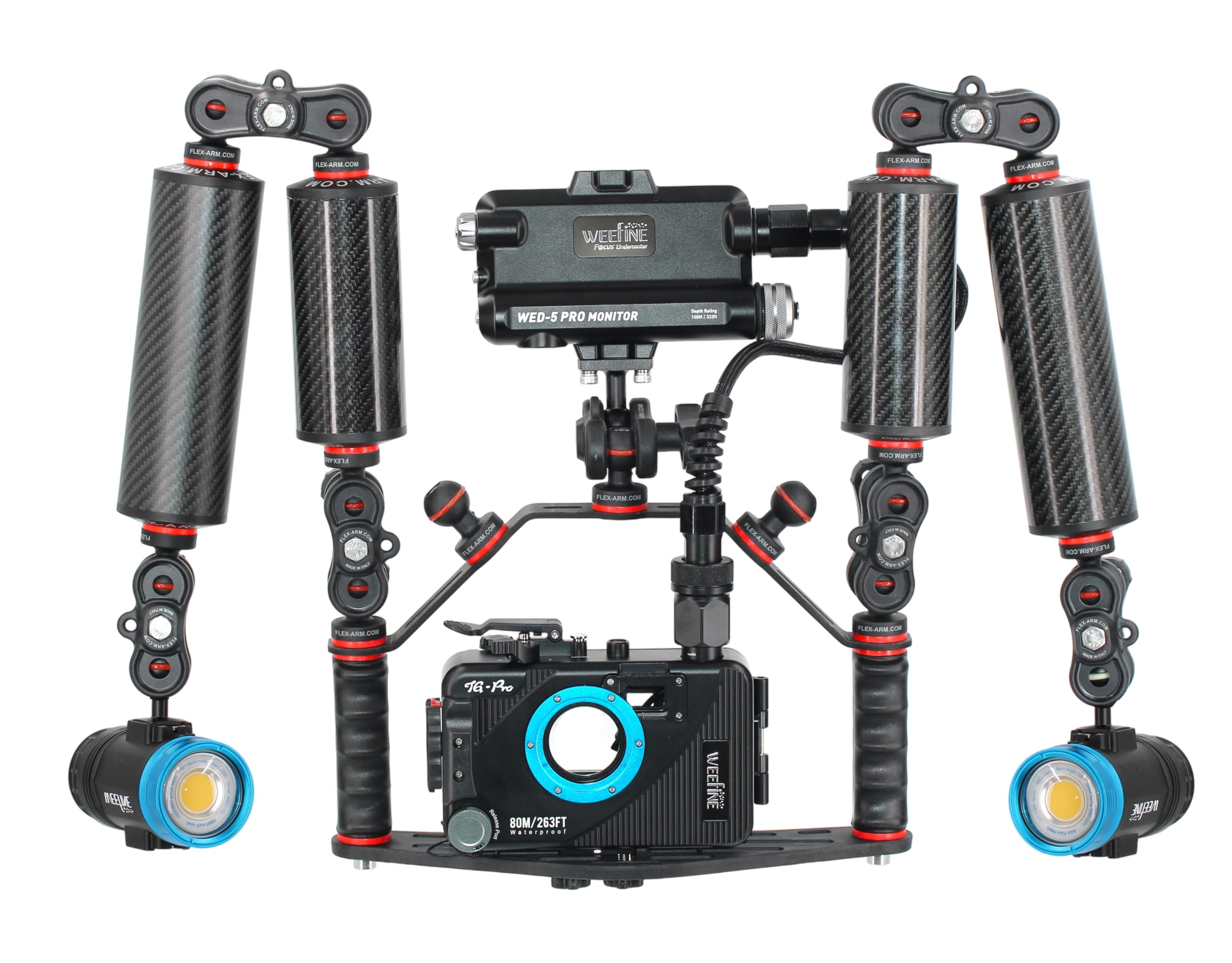 6 Pzs Pinzas Evo45-65 Kit para Brazos con Bola 25 mm Clip de Brazo para Sistema de Fotografía Submarina de Buceo FLEX-ARM EVO4565SET