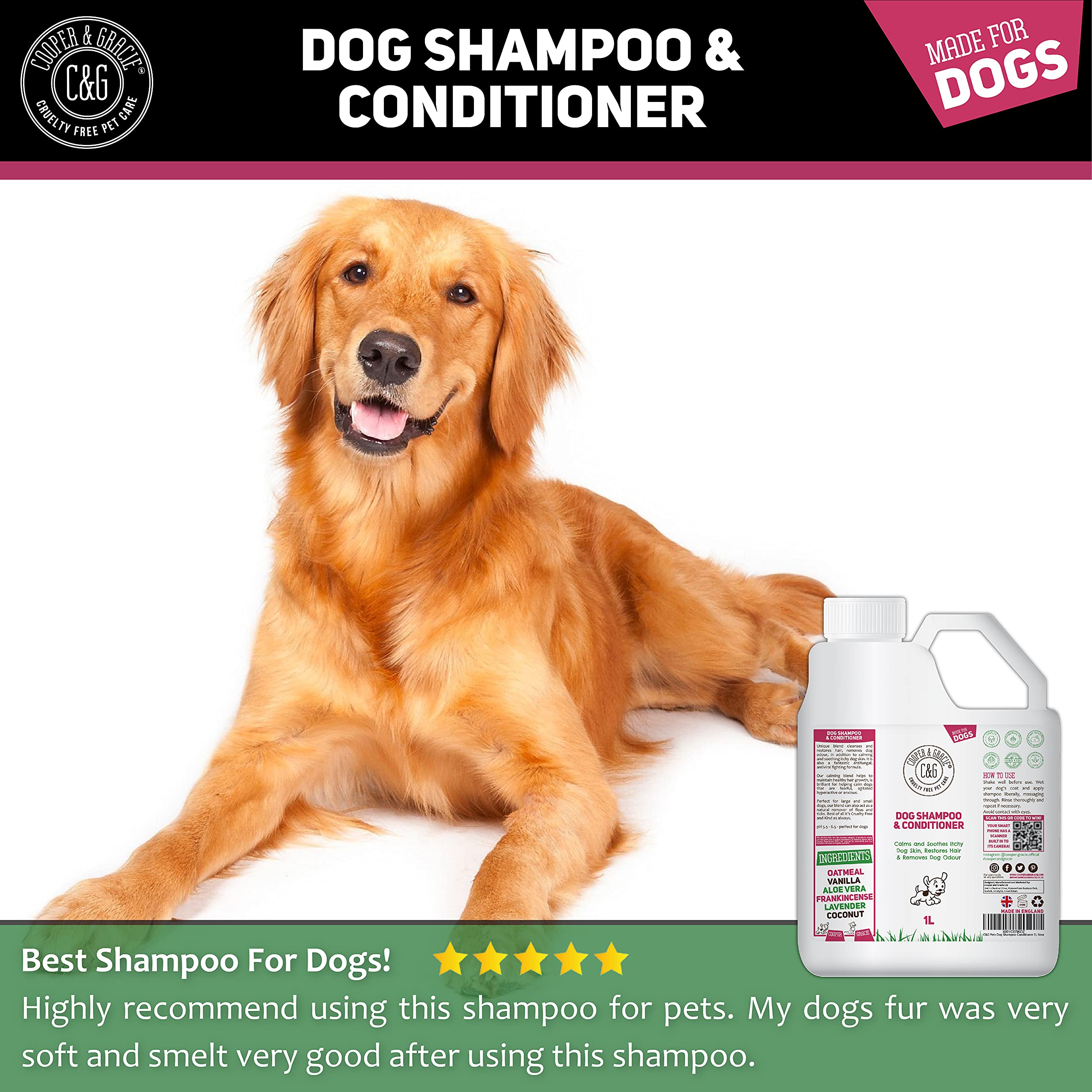 Cooper & Gracie C&G Pets Dog Shampoo & Conditioner 1L Anti