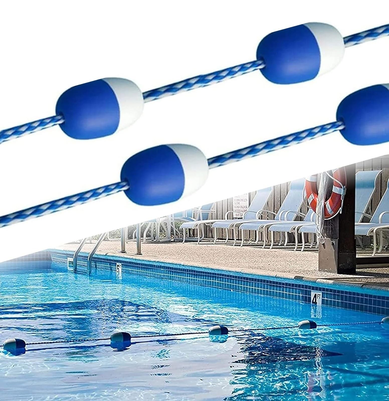 Flotteurs de piscine extra-longs et séparateur de couloirs de 1,5 m en corde haute résistance