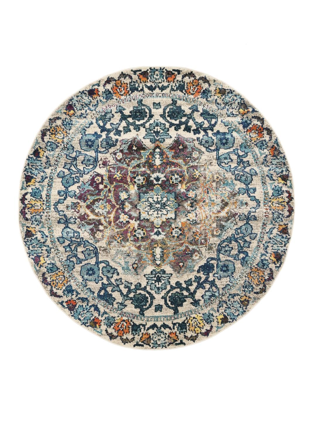 RugVista Cheverny Tapis, Ø 200 cm, Bleu/Blanc crème