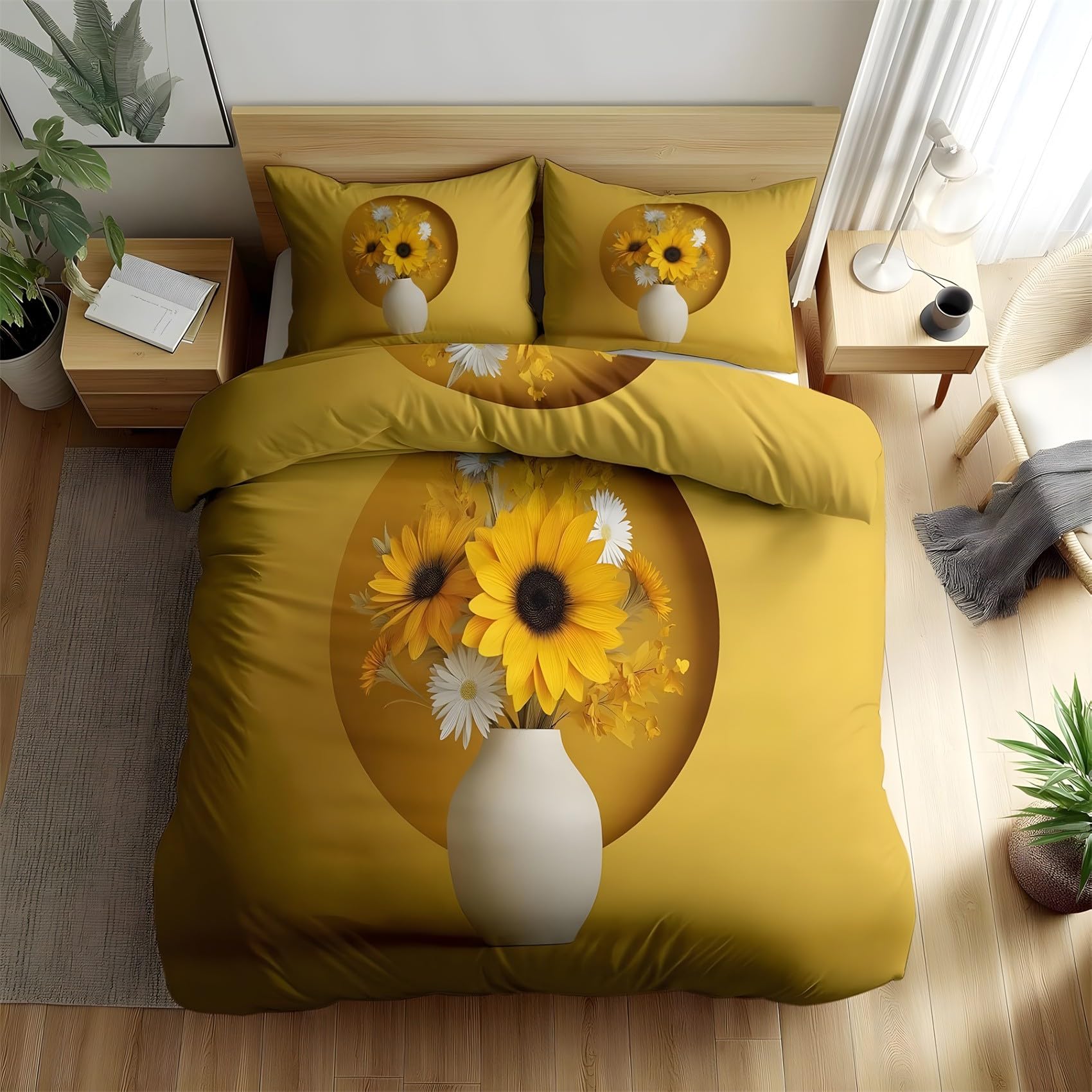Housse de couette 200x200 tournesol pour illuminer votre chambre à coucher